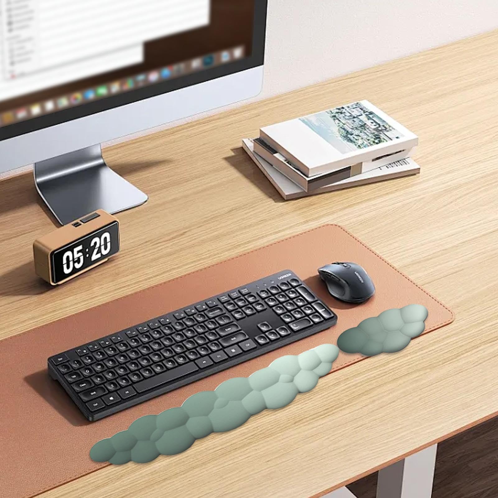 Repose-Poignet Clavier Et Souris En Forme De Nuage - Mousse Mémoire - Antidérapant - Blanc - Ergonomique Bureau