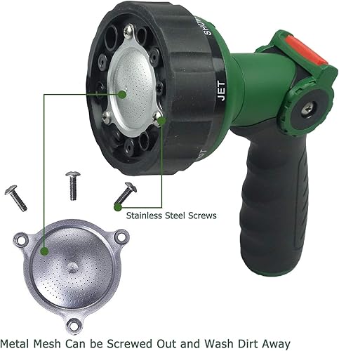 Miniatura 34 de Boquilla de manguera de jardín, boquilla de manguera de agua resistente con patrones de riego ajustables, boquillas rociadoras de alta presión