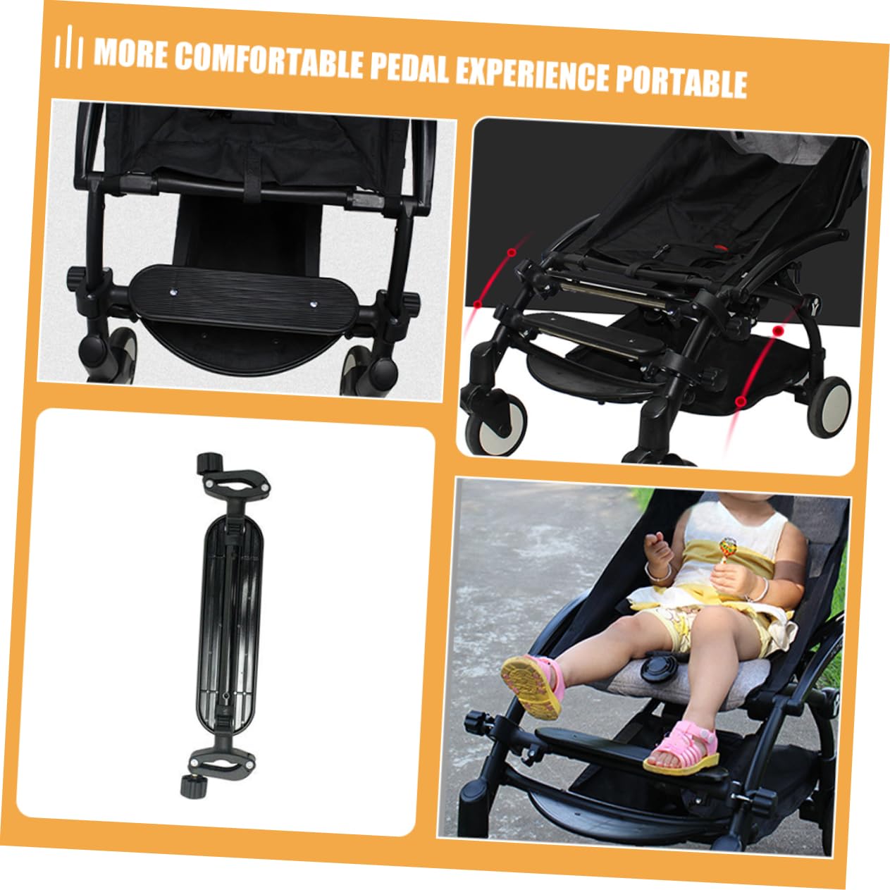 Marchepied Noir en Plastique Réglable de Poussette pour Bébé