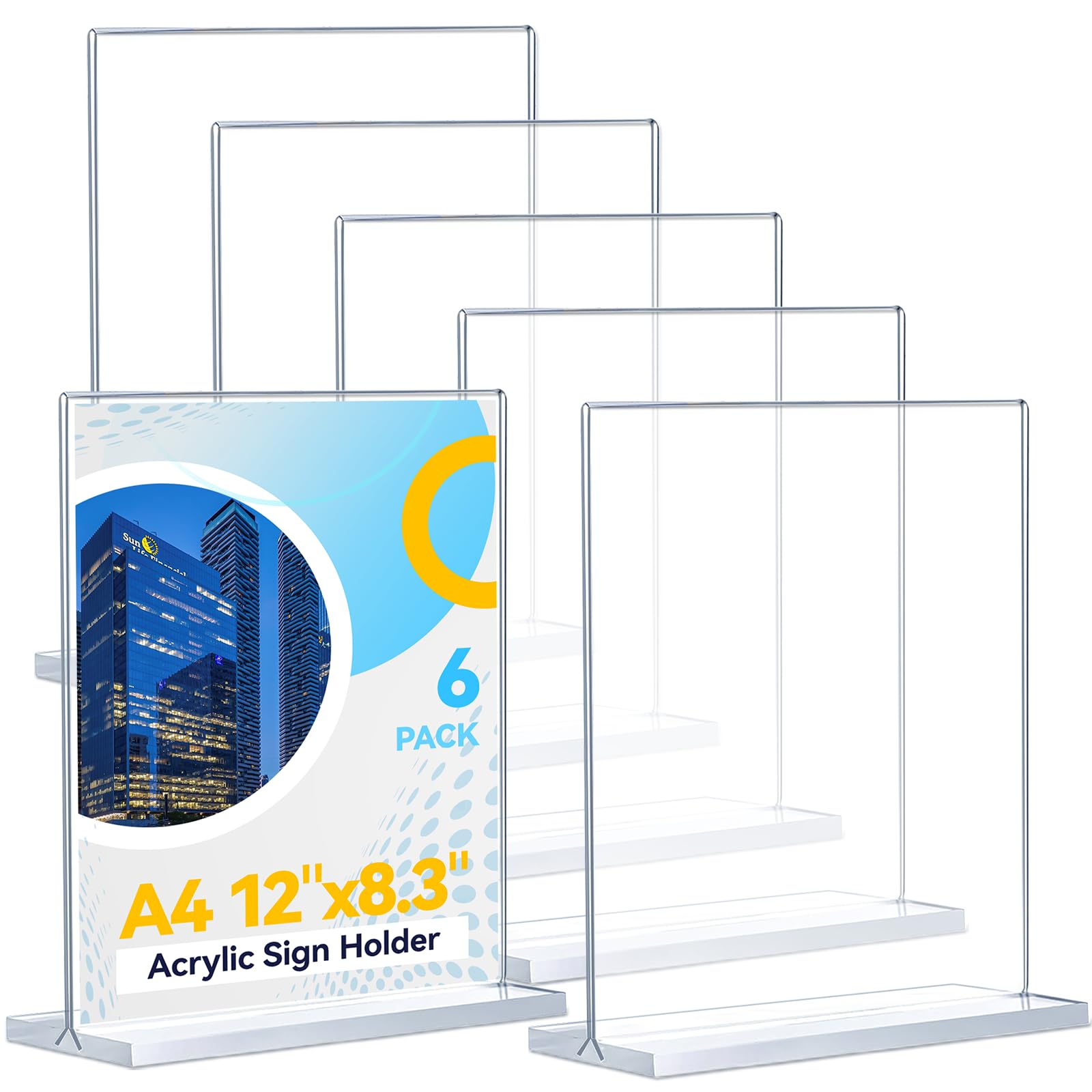 Acrrynii 6 Pezzi Espositore Plexiglass A4, Espositori da Tavolo A4 Forma di L, Porta Menu da Tavolo A4 in Acrilico Trasparente, Supporto A4 per Menu, Cartelli, Ristoranti, Hotel, Negozio, Ufficio