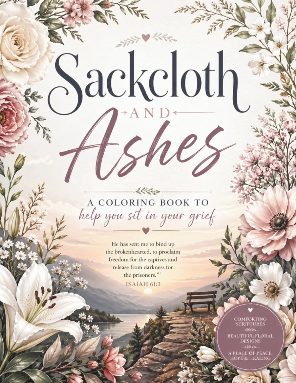 Sackcloth And Ashes: A Coloring Devotional for Grief and Healing | Beautifully Designed Floral Coloring Pages, Healing Scripture, Journal Pages, 100 pages |