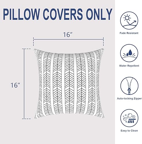 Miniatura 2 de Juego de 2 fundas cuadradas para cojín para exteriores e interiores, para todo tipo de clima, 16 x 16 pulgadas, cojín de patio para uso en muebles