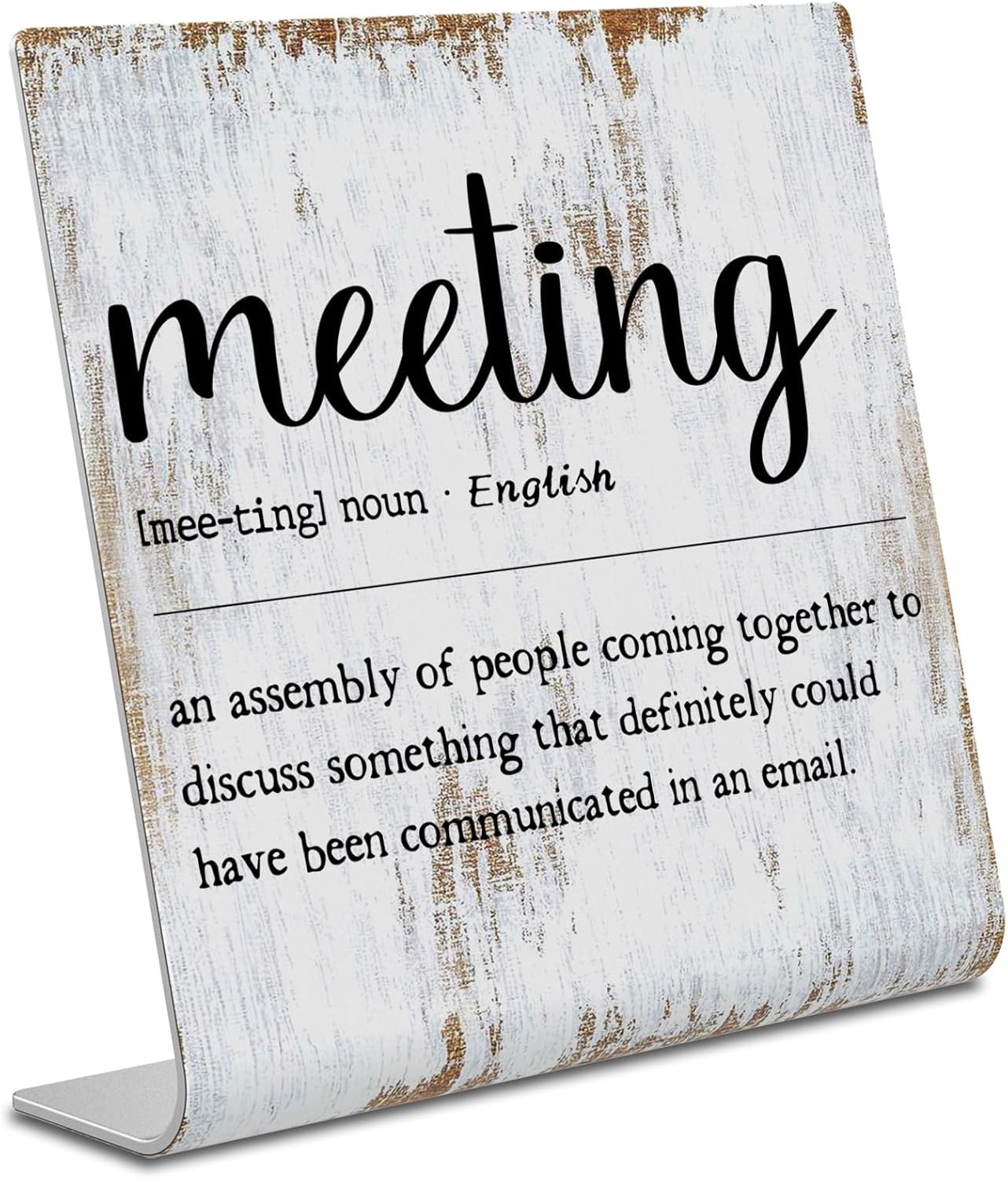 meeting Definition Office Sign Plaque, office gifts for coworkers desk funny,Gift for Women Men,Cute Office Tabletop Decor,Motivational Office Desk Decor XUV82 Retro - meeting