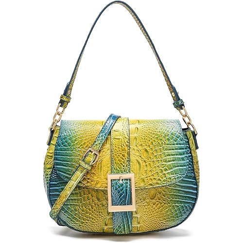 Leather Bags for Women Luxury Handbag Flap Purse Crocodile Pattern Crossbody Ladies Gradient Color Shoulder Bag