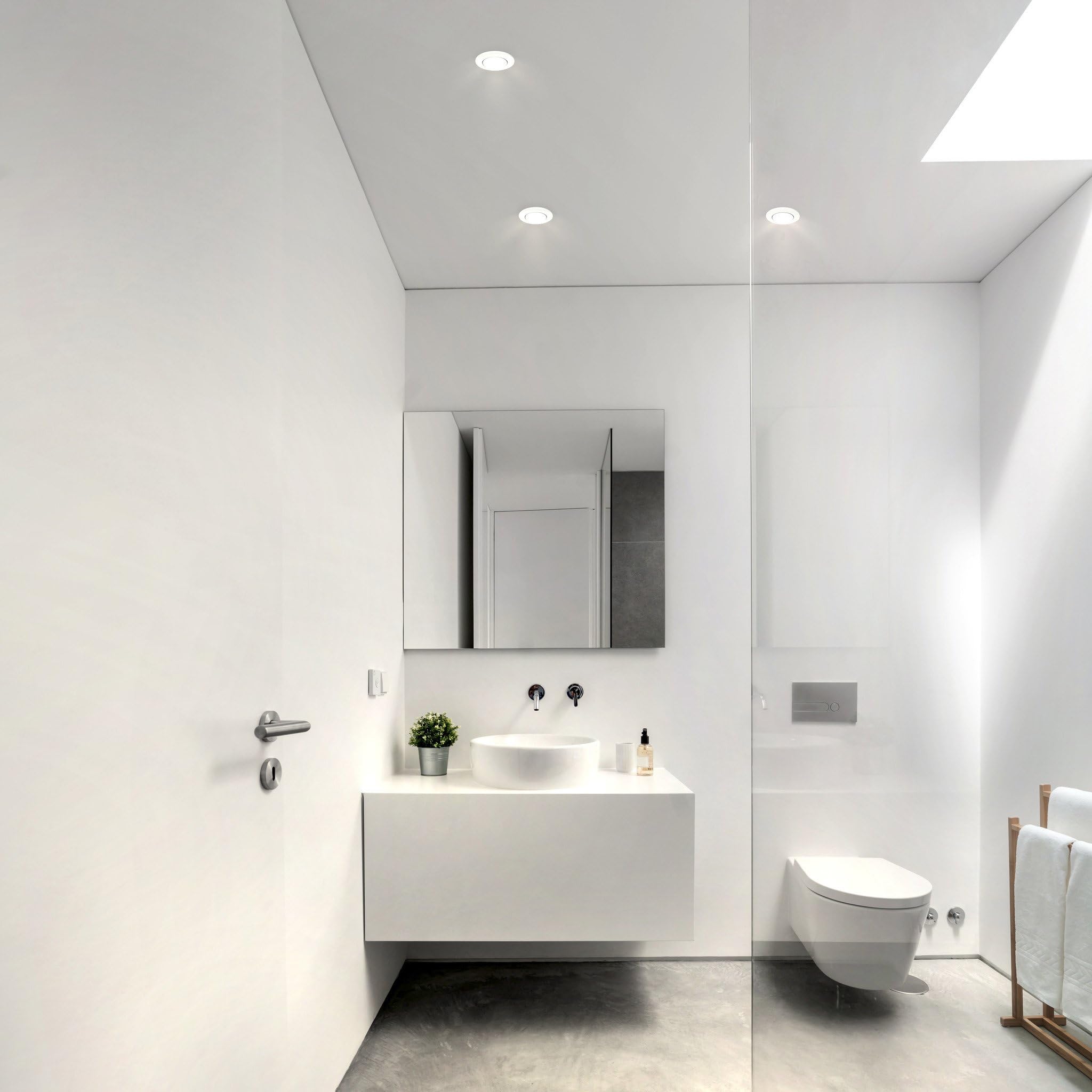 Ledvion Reflektor wpuszczany LED, biały, 7 W, IP65, CCT, COB, Ø90 mm, możliwość ściemniania, łatwa instalacja, 5 lat , wpuszczane reflektory do łazienki, ściemnialna lampa LED