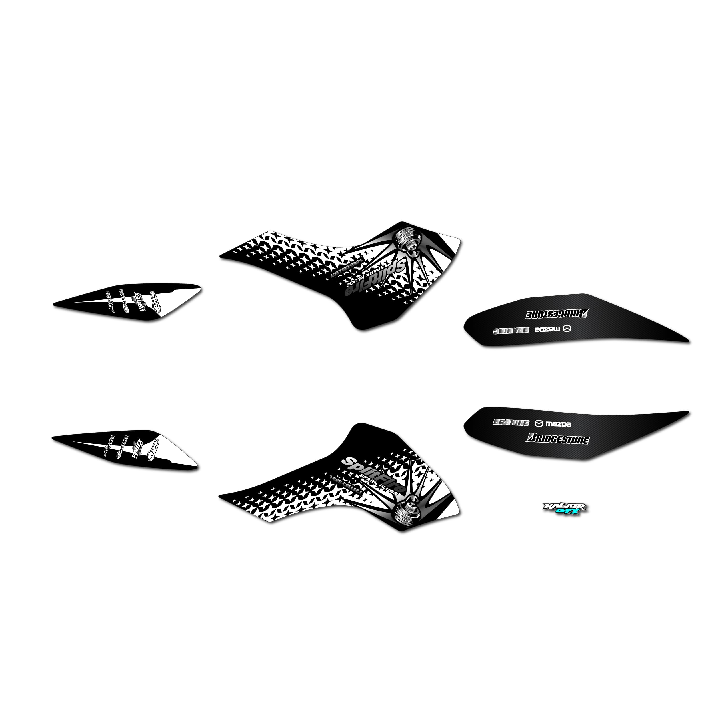 Kalair GFX Graphics Kit for Kayo SPORTS ATV FOX-70, AY-70, STORM-70 (All Years) LANCASTER Series White 21 Mil - ATV UTV stickers, Quad dirtbike racing decal automotive no-plastics