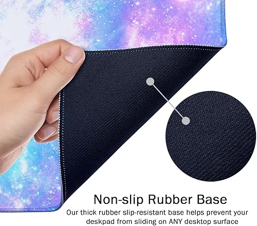 Miniatura 6 de SSOIU Tapete de escritorio, grande de 35.5 x 15.7 pulgadas, XXL extendido, alfombrilla de mouse para juegos con base antideslizante con borde cosido