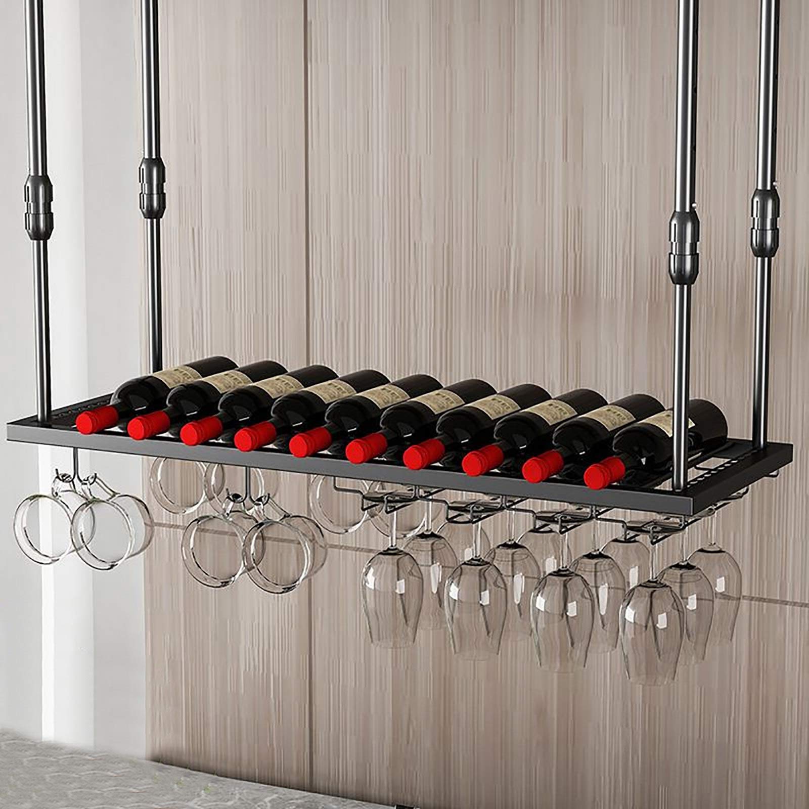 Porte-bouteilles en métal suspendu pour cuisine moderne et salon