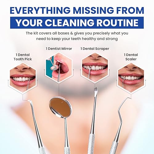 Miniatura 3 de Kit de higiene dental set de remoción de placa y sarro - raspador de sarro de acero inoxidable - mondadientes - cureta dental y odontoscopio.