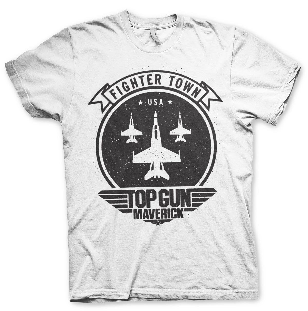 Top Gun: Maverick Men's White Officially Licensed Fighter Town T-Shirt (White), Medium