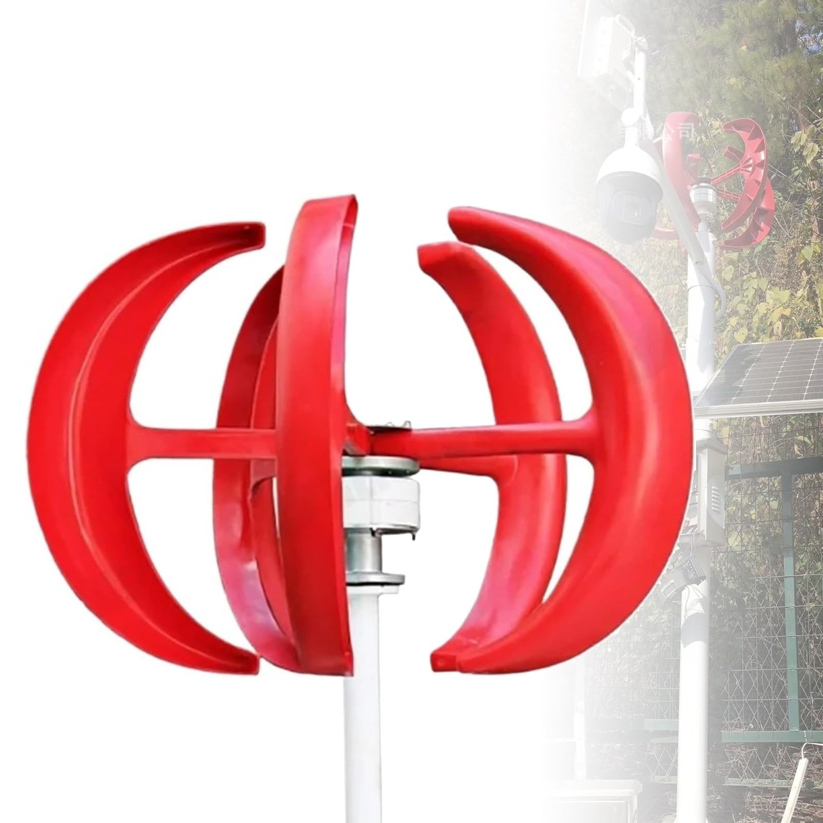 FANGQMM 12V 24V 48V 5000W Vertical Axis Wind Turbines Generator Red Lantern 5 Blades Motor Kit Windmill Energy Charge Turbines for Home Camping, Efficient and Noiseless 12V