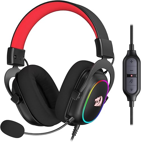 Redragon H510 Zeus-X RGB - Auriculares con cable para juegos sonido envolvente 71 controladores de audio de 2087in en almohadillas de espuma