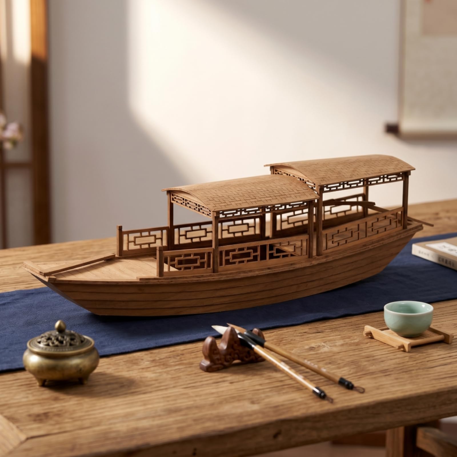 Chosertory Modellino Barca Tradizionale Cinese Kit Barca in Legno Barca Peschereccio Scafo Legno Progetto Hobbistico Gratificante con Riproduzione Accurata, A Fishing Boat