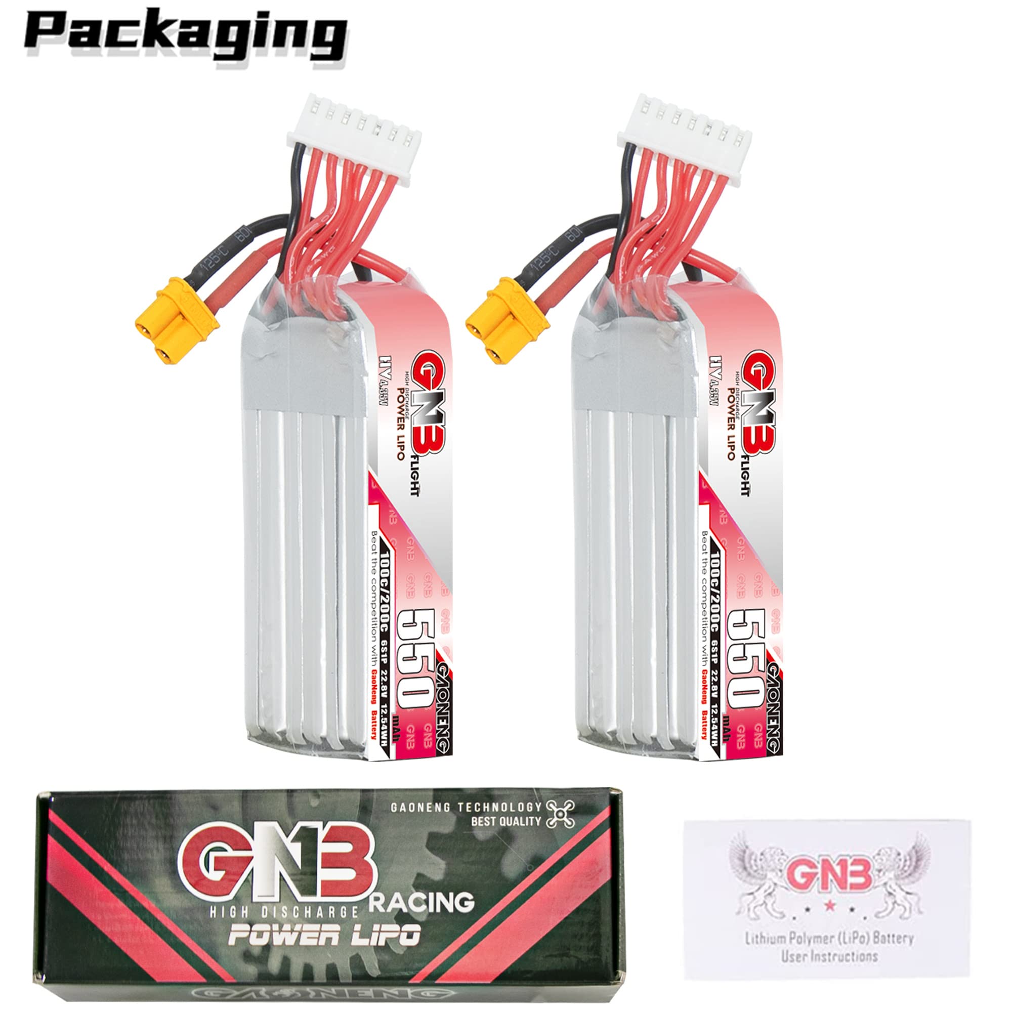OVONIC 6S Lipo Battery 850mAh 150C With XT30 Connector - 2 Pack For FPV Drones