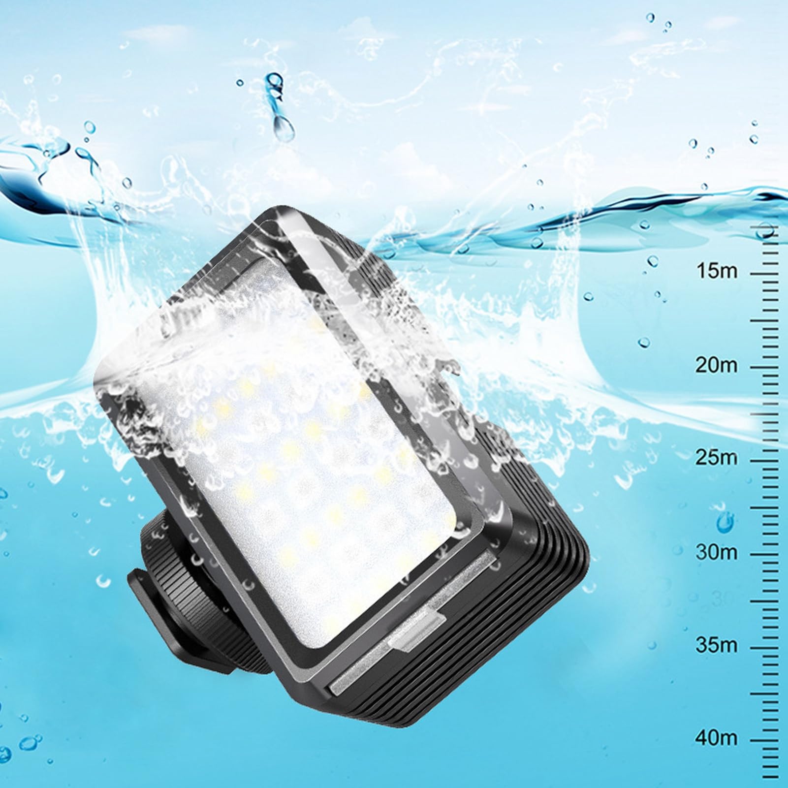 Luce LED per fotocamera, impermeabile fino a 40 m, luce video subacquea RGB con temperatura colore regolabile da 2700 K a 5600 K, portatile, dotata di 40 led, ideale per streaming
