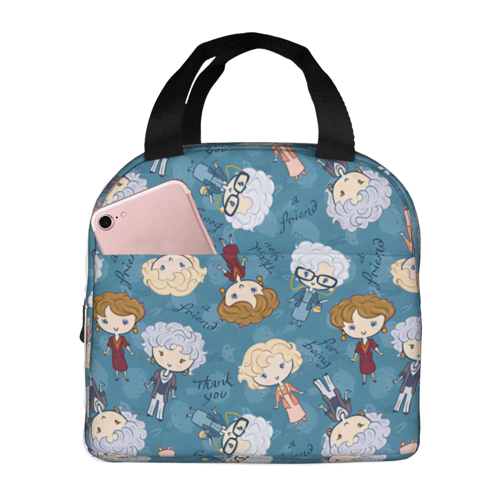 ITOMEN Reusable Lunch Bag Large Lunch Tote Lunch Box Container for Women (Blue)