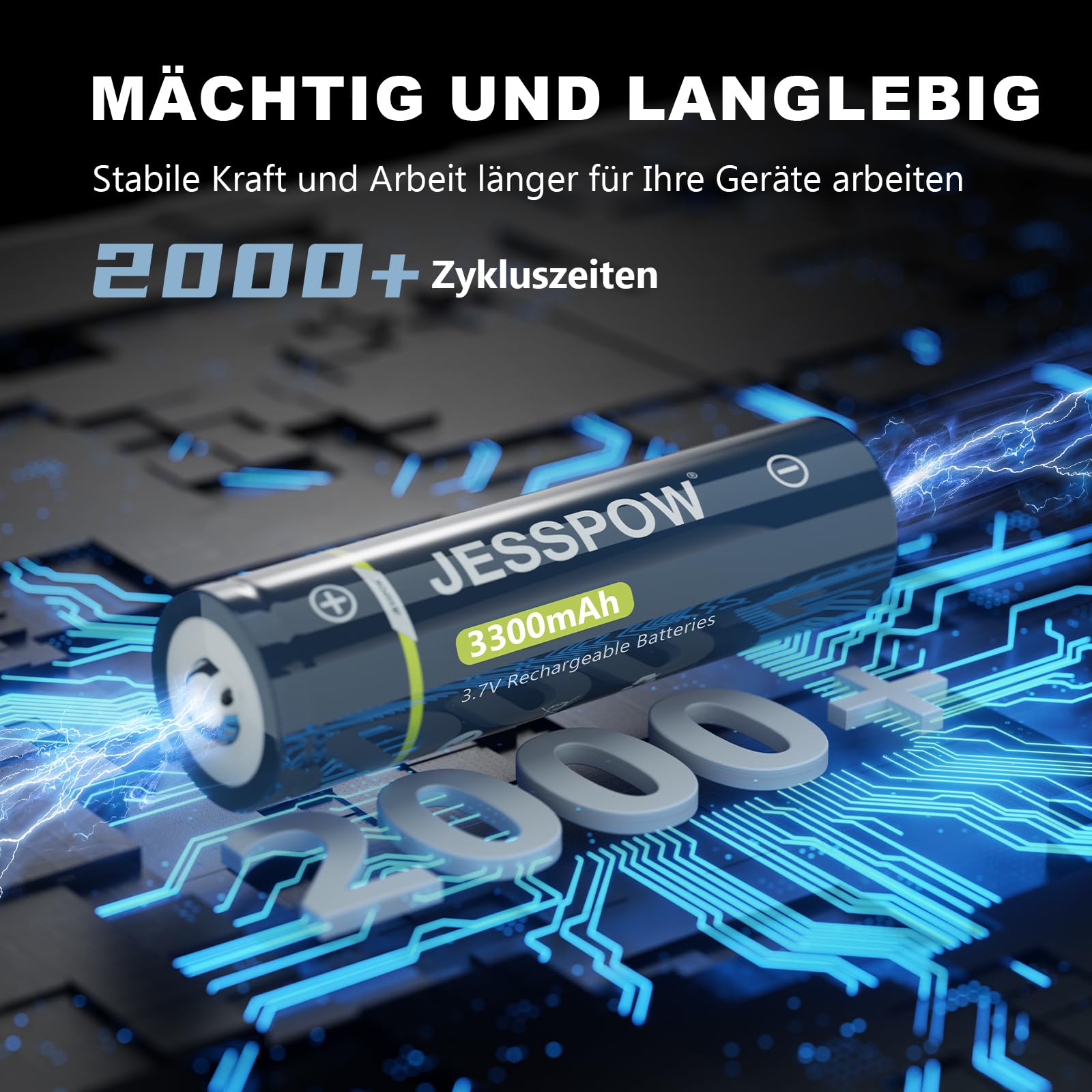 6 Stück 3,7 Volt Wiederaufladbare Akku Button Top, 3300mAh Batterie für LED-Stirnlampen, Taschenlampen, Kleinen Lüfter (18 x 67mm, Nicht-AA)