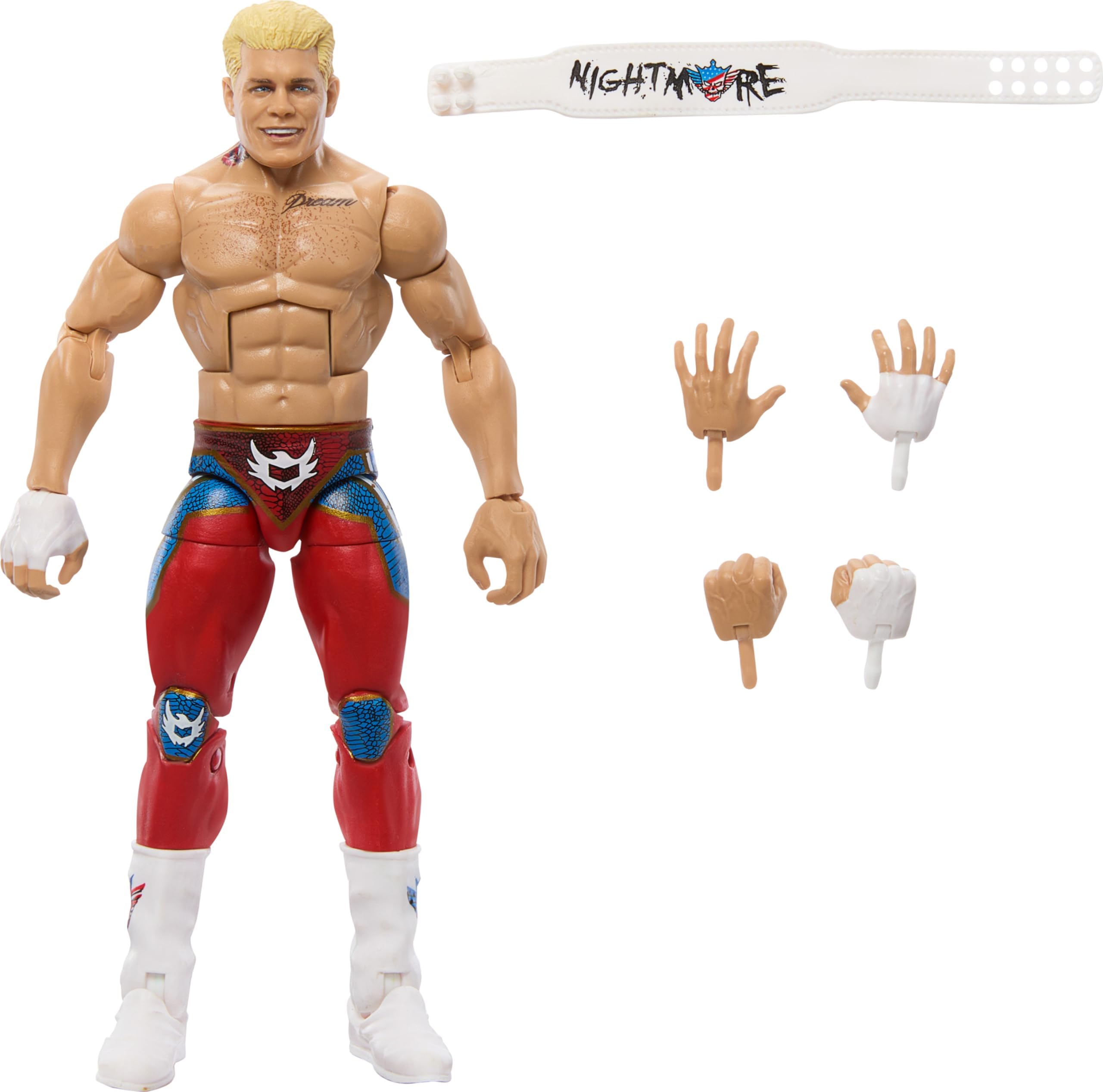 Mattel WWE Top Picks Elite Action Figure & Accessories Set, “The American Nightmare” Cody Rhodes 6-inch Collectible with Swappable Hands, Ring Gear & 25 Articulation Points