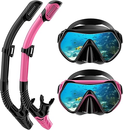 Equipo de esnórquel para adultos, juego de esnórquel seco máscara de buceo, vista panorámica de 180°, equipo de esnórquel profesional, máscara