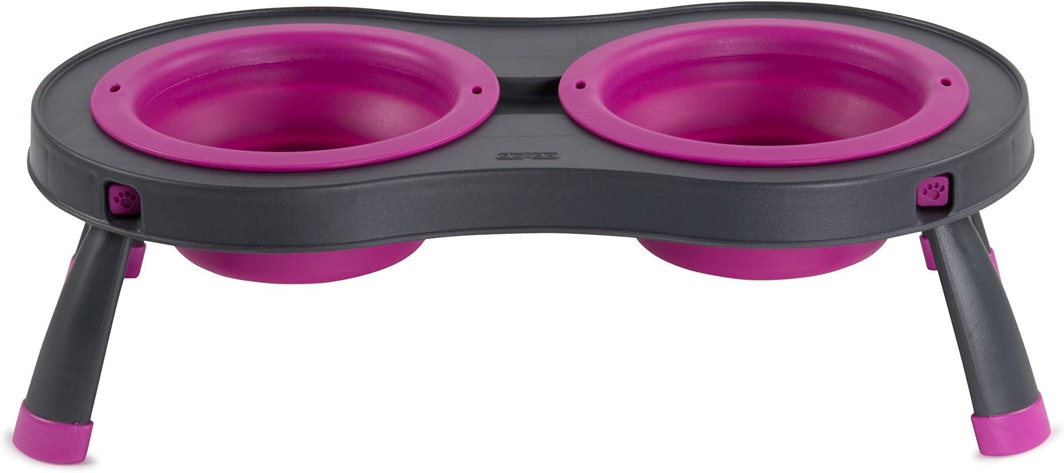 Dexas Pets Double Elevated Pet Feeder, Fuchsia, Large/2.5 Cup Capacity Bowls
