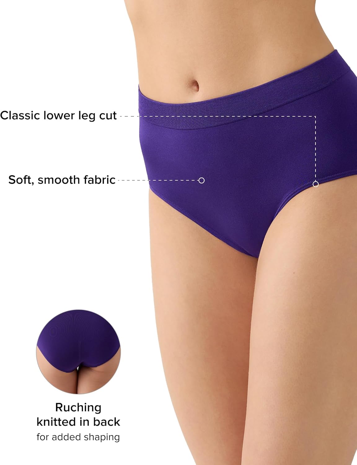 Wacoal Women's B-Smooth Seamless Full Coverage Brief Panty, 838175 Underwear, Purple Indigo, X-Large - Image 4