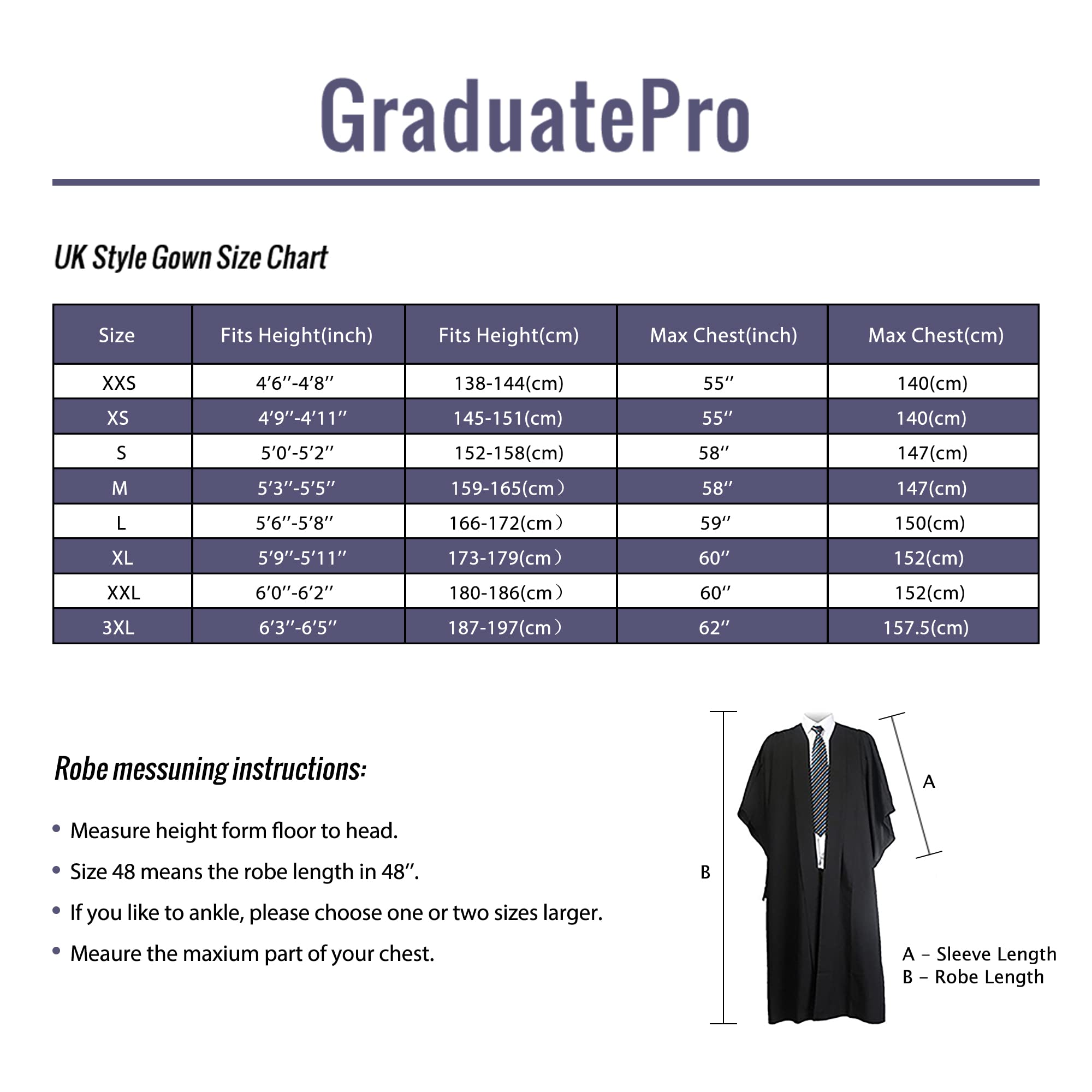 GraduatePro Abschluss Talar Bachelor Robe Uni Geschenke Outfit Akademischer Abitur Schwarz