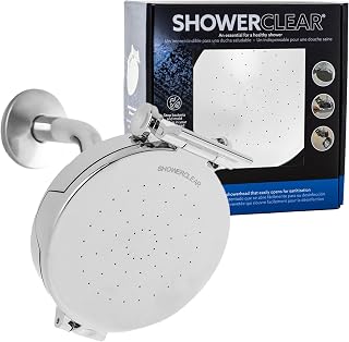 Shower Clear-The World’s Only Cleanable Shower Head with Patented Open-Clean Design to Reduce Moisture and Buildup, High Pressure Flow, Universal Fit -Chrome (1.1 lbs, 5.5 inches)