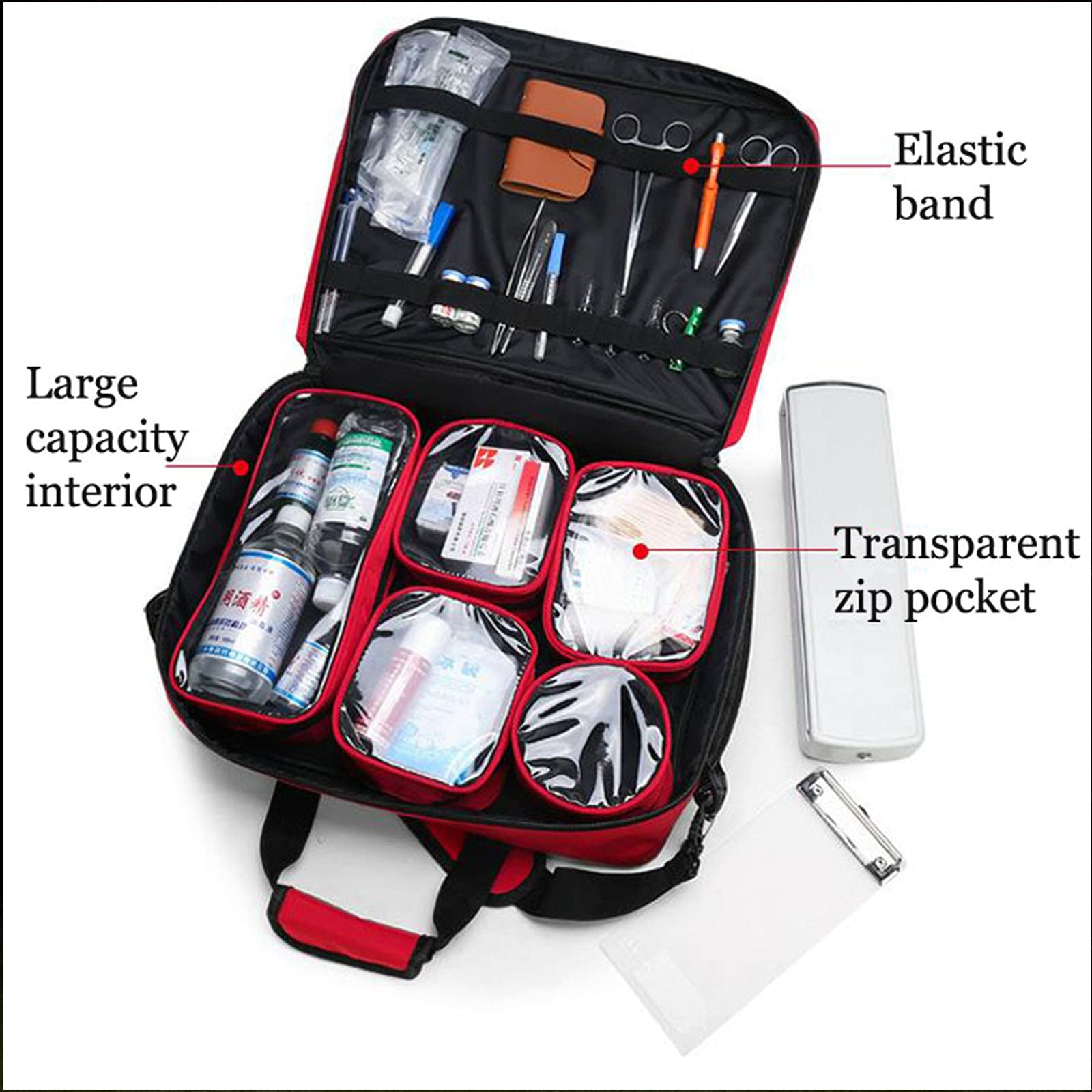 Mochila Botiquín de Primeros auxilio– De Emergencia Ideal para Actividades Al Aire Libre, Bicicleta, Camping, Viajes, Deportes,Mochila De Primeros Auxilios(Solo Bolsa)