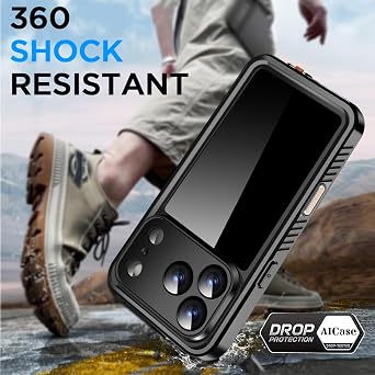 AICase Compatible with iPhone 17 Pro Max Case Waterproof, Clear Water Proof Built-in Screen Protector Shockproof Dustproof Snowproof Full Body Rugged Underwater Phone Case with Lanyard