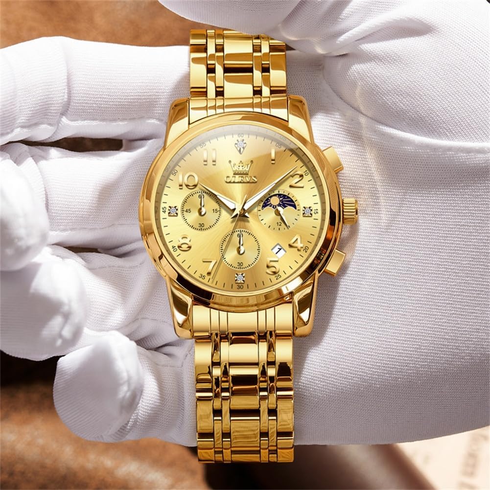 OLEVS Watches for Men Luxury Analog Waterproof Stainless Steel Casual Big Face Chronograph Classic Fashion Roman Numeral Quartz Date Men's Wrist Watches Reloj para Hombre - Image 7