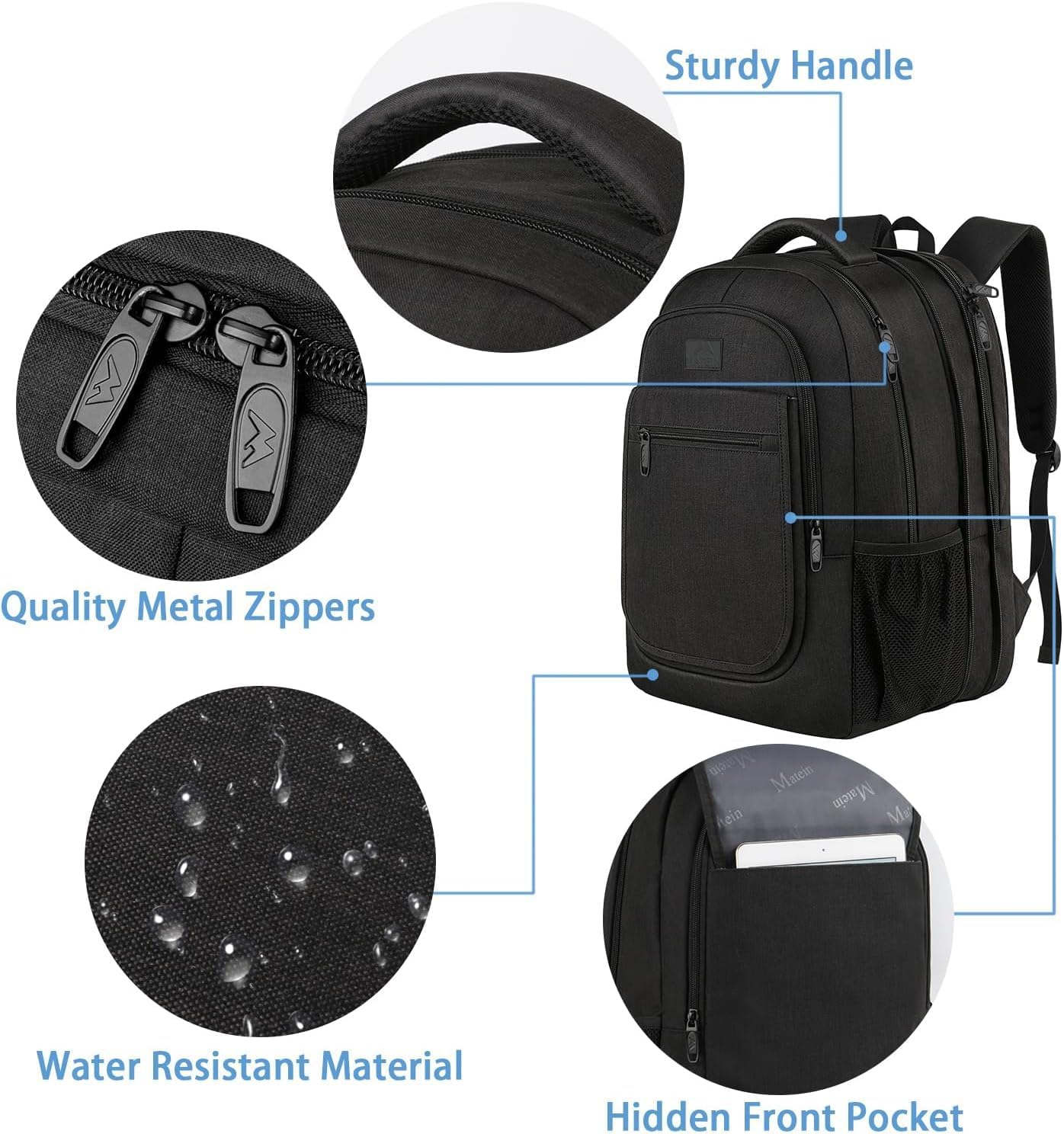 MATEIN Travel Backpack for Men, Expandable Laptop Backpack, Anti Theft Business Computer Bag Fit 15.6 Inch Laptop, Water Resistant College School Bookbag for Men Women, Black