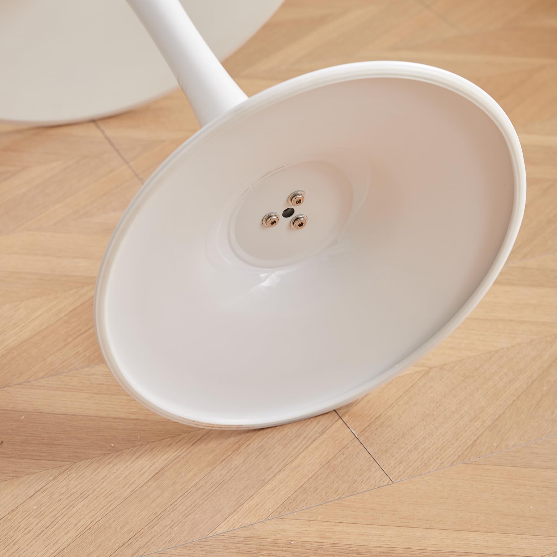 GrandCA HOME Table de Salle à Manger Ronde Moderne Blanc de 70 cm avec Piédestal Design Tulipe, Table de Loisirs Mid-Century pour Cuisine, Salle à Manger et Salon