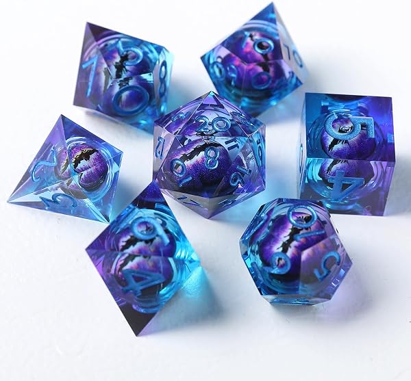 DnD Dadi Set Dadi D&D 7 Pezzi Occhio del Drago Mobili Bulbo Oculare Resina Gioco Particolari con Bordi Affilati Poliedrici Dadi per Dungeon Draghi Pathfinder RPG DND MTG con Confezione Regalo - 1