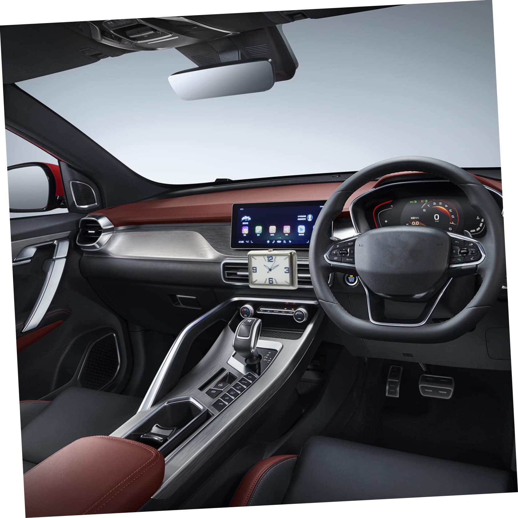 OUNONA 5piezas Reloj De Salpicadero Adhesivo Pequeño Reloj Analógico De Automóvil Decoración Práctica Para Coche y Oficina Fácil Instalación y Uso Tablero