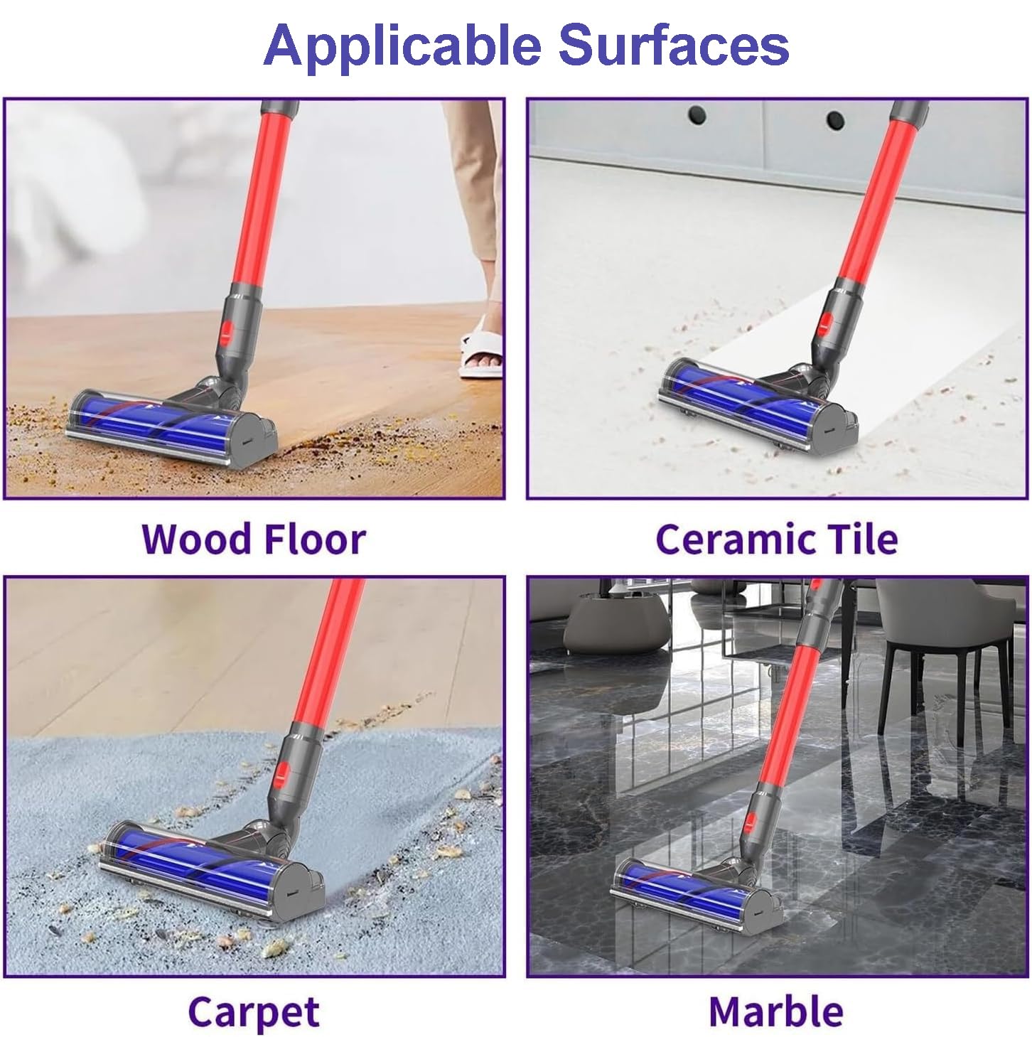 Tête de Brosse pour Dyson V7 V8 V10 V11 V15 SV10 SV11 SV12 SV14, Brosse électrique, Motorhead Remplacement Brosse Dyson, Brosse Motorisée Pour Tapis et Sols Durs et Coins étroits (FR)