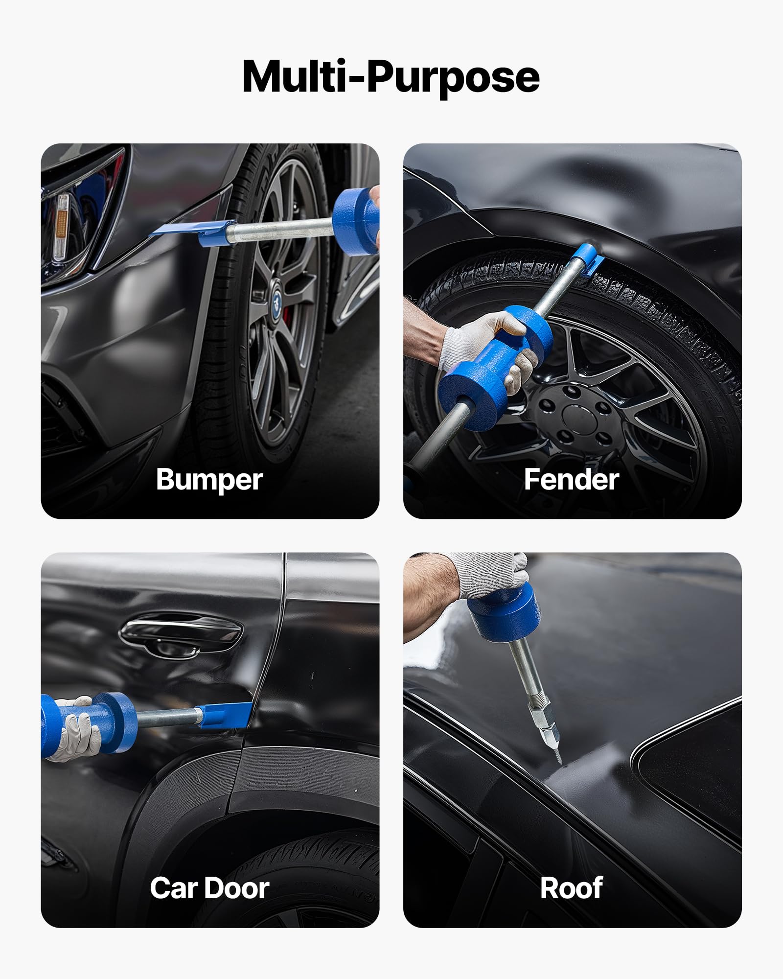 VEVOR Kit di Estrazione Ammaccature, con Martello Scorrevole da 5,89 kg, Strumento di Rimozione Danni Automobilistici per Riparazione Carrozzeria con Custodia, Asta di Prolunga, Impugnatura
