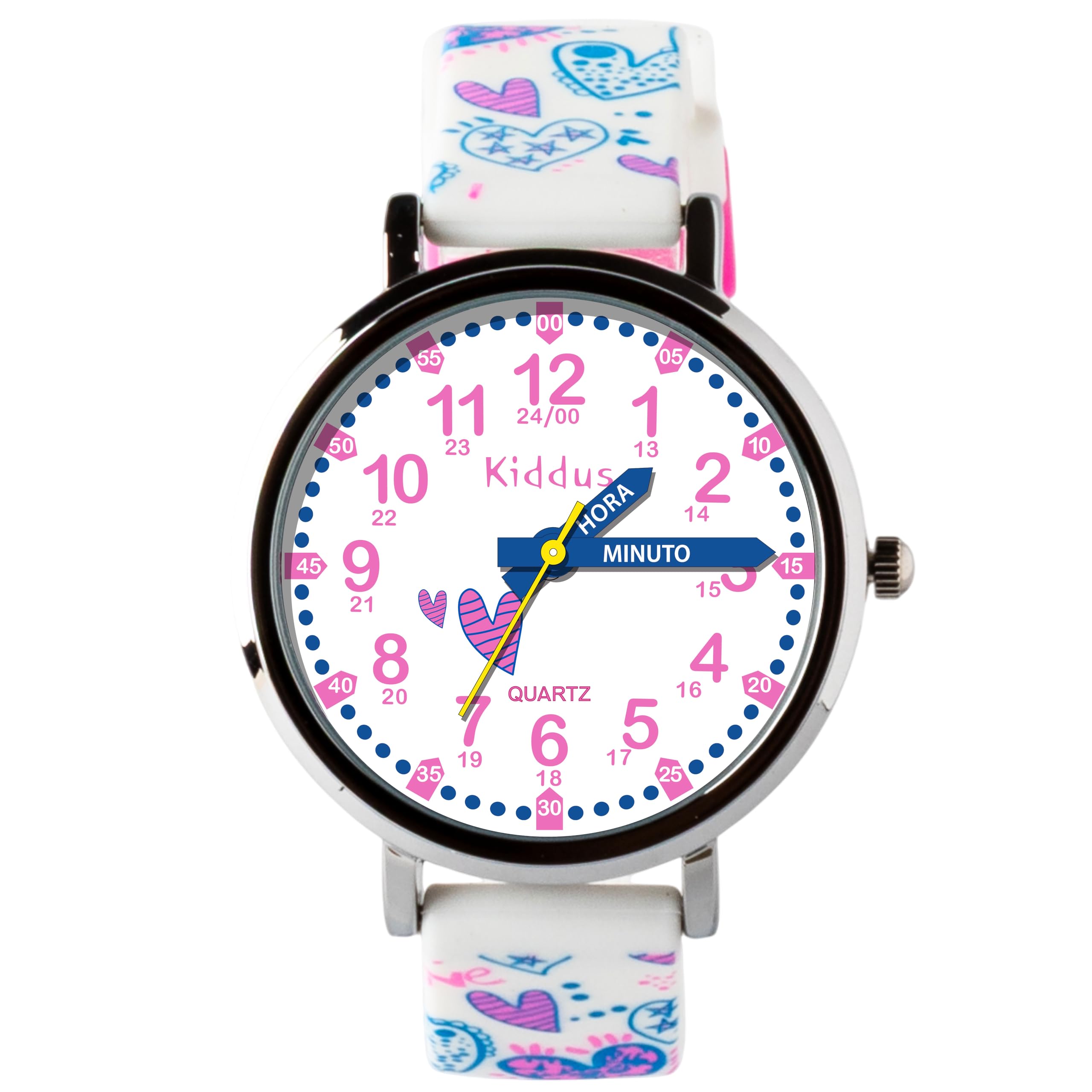 Kiddus Orologio Educativo per Bambino e Bambina dai 5 ai 10 Anni, Impermeabile 5ATM, Orologio Analogico Didattico per Imparare l'Ora, Movimento Giapponese