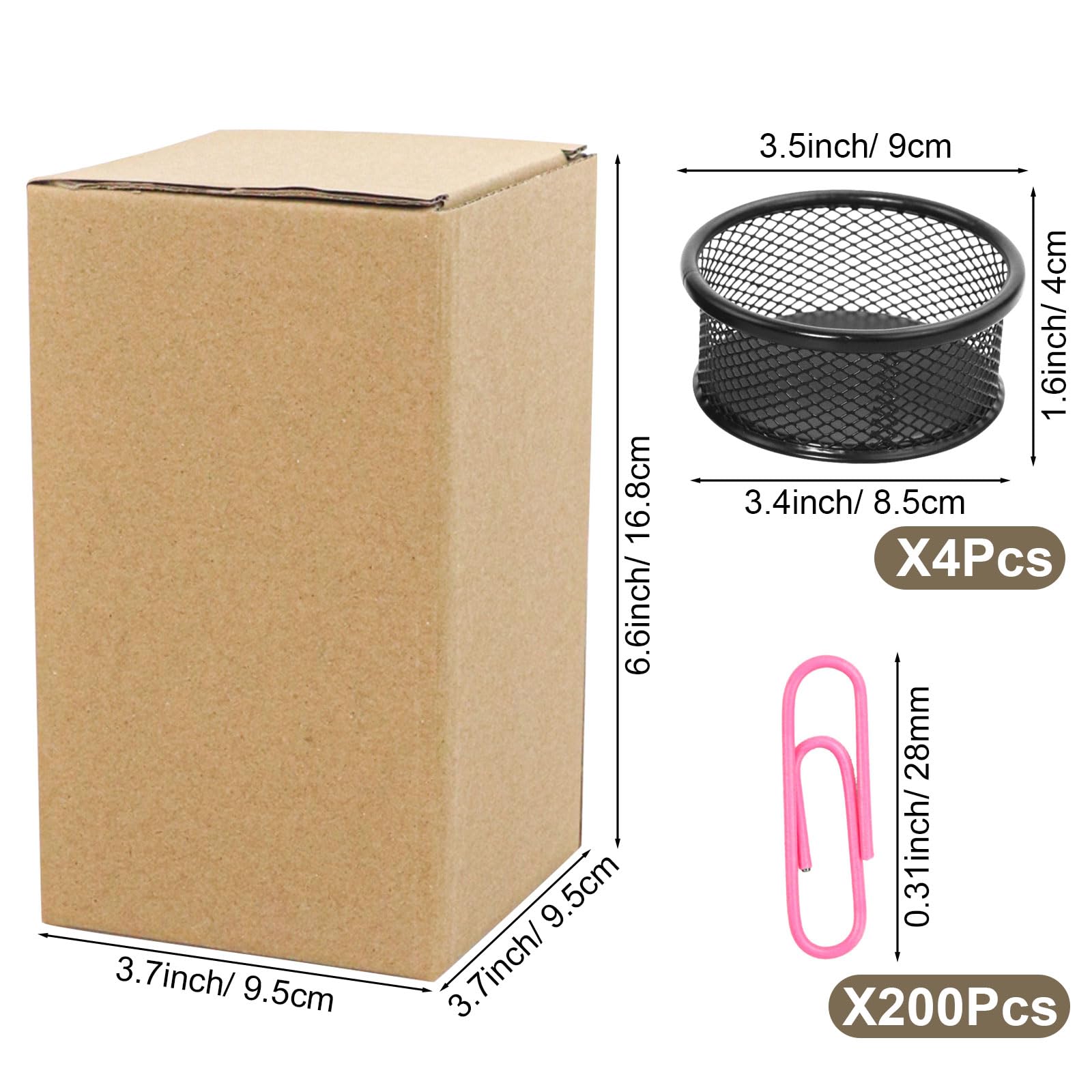 Manaloom Paper Clip Dispensers - 4-Pack Black Steel Mesh Organizers For Office Supplies