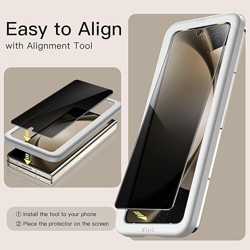 Miniatura 5 de JETech Protector de pantalla de privacidad frontal para Samsung Galaxy Z Fold 5, película de vidrio templado antiespía con herramienta de fácil