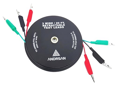 ANDRSAN 3 cables de prueba retráctiles de 20 pies de cables de prueba 18 de calibre 18 en carrete