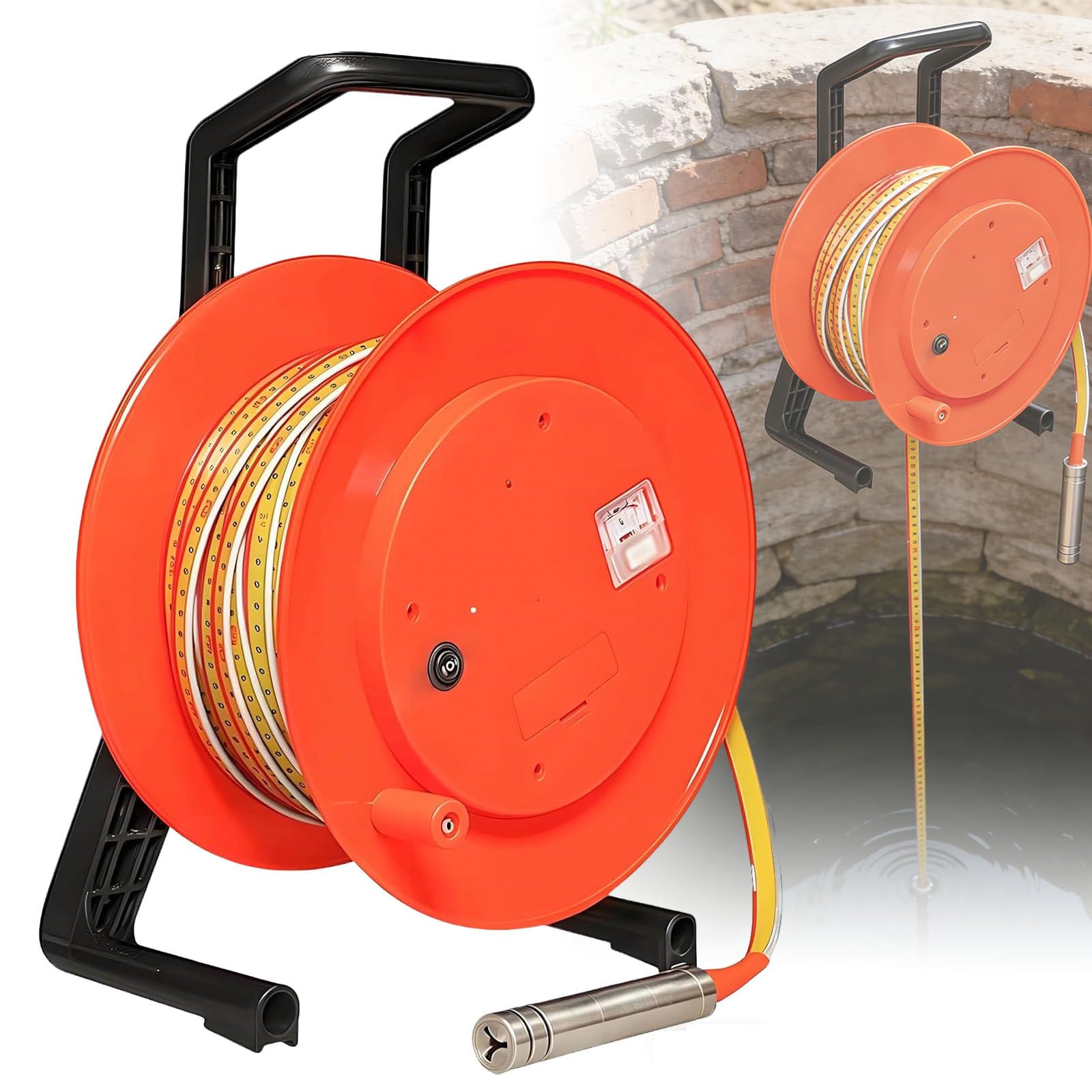 YNIYUJKL Well Depth Water Level Meter 50M, Groundwater Gauge For Boreholes Wells Pipes, Accurate Depth Measurement,200m