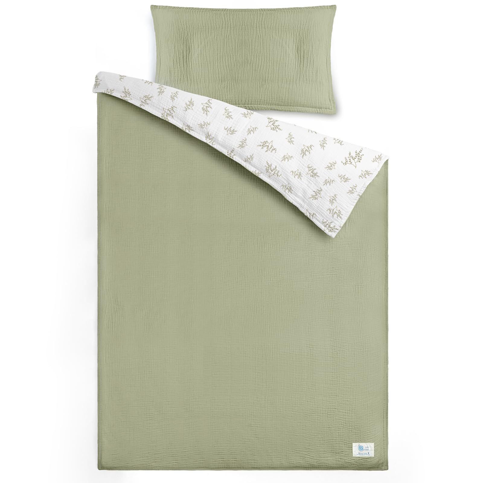 lulumoon Kinderbettwäsche 100x135: Bettbezug 100x135 + Kissenbezug 40x60cm aus Musselin Oeko-TEX Standard – Leicht und Komfortabel Bettwäsche Set