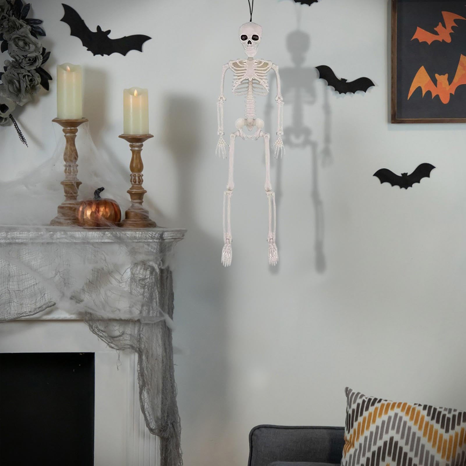 Duży kocioł Halloweenowy Upiorny garnek vintage ze szkieletem