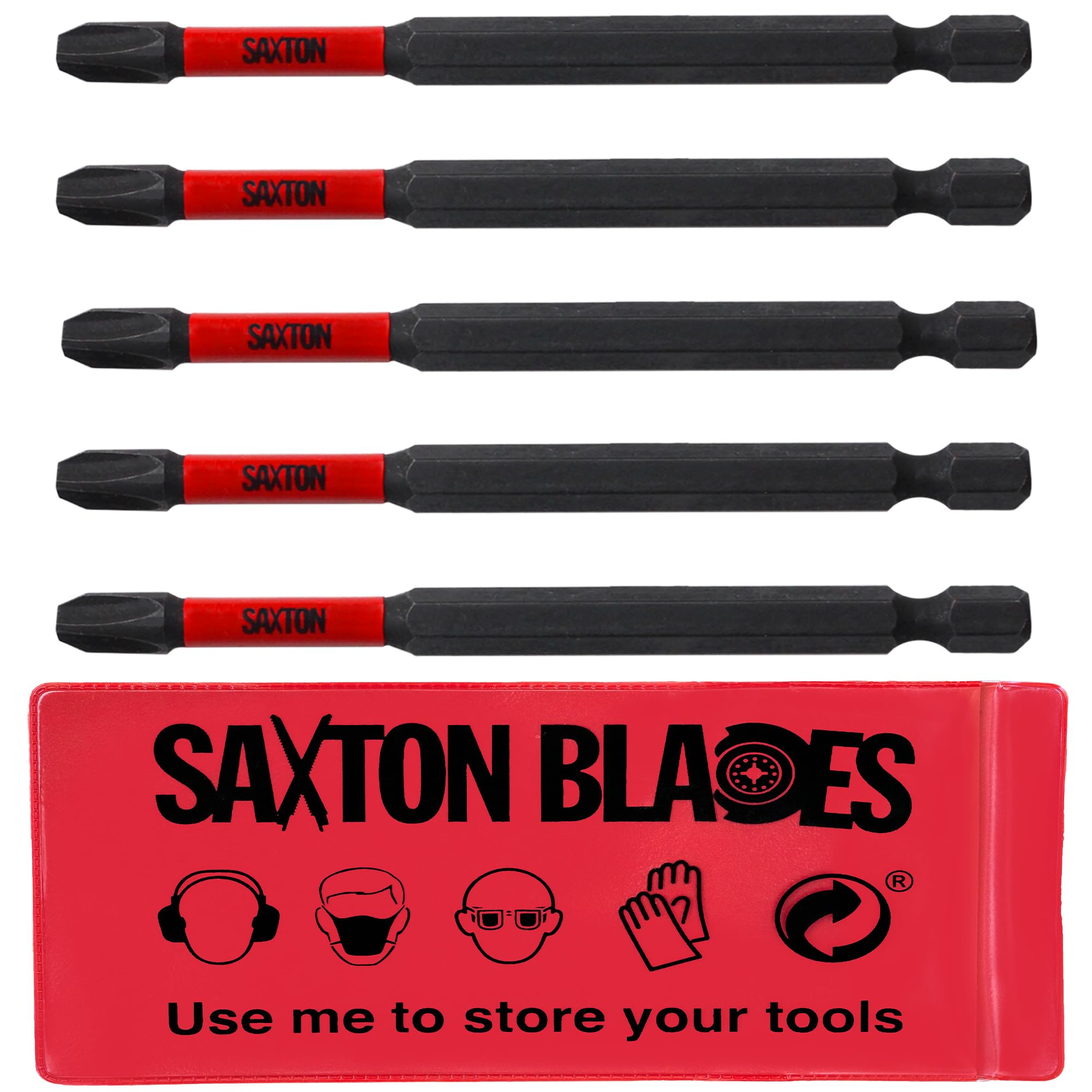 Saxton Blades 5 X Saxton 89Mm Ph3 Magnetic Impact Screwdriver Driver Bits Set Phillips Heavy Duty Compatible With Dewalt Milwaukee Bosch Makita Etc