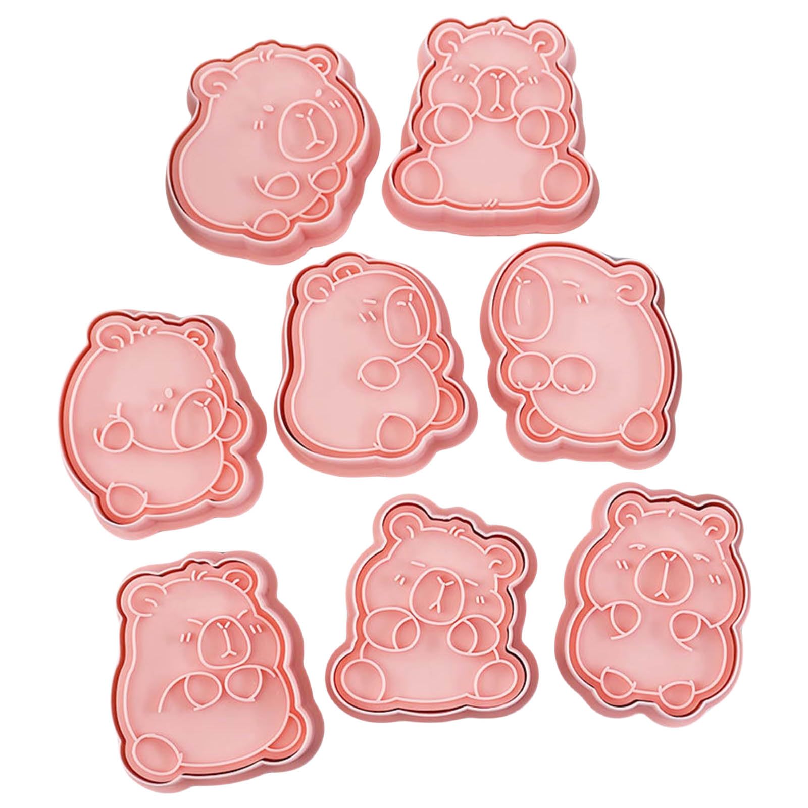 Nucelit 8pcs Capybaras Cookie Biscuit Fondant Embosser Stamp for Wedding Parties Birthday Dessert Bakewares Pastries Tool Baking Molds Set