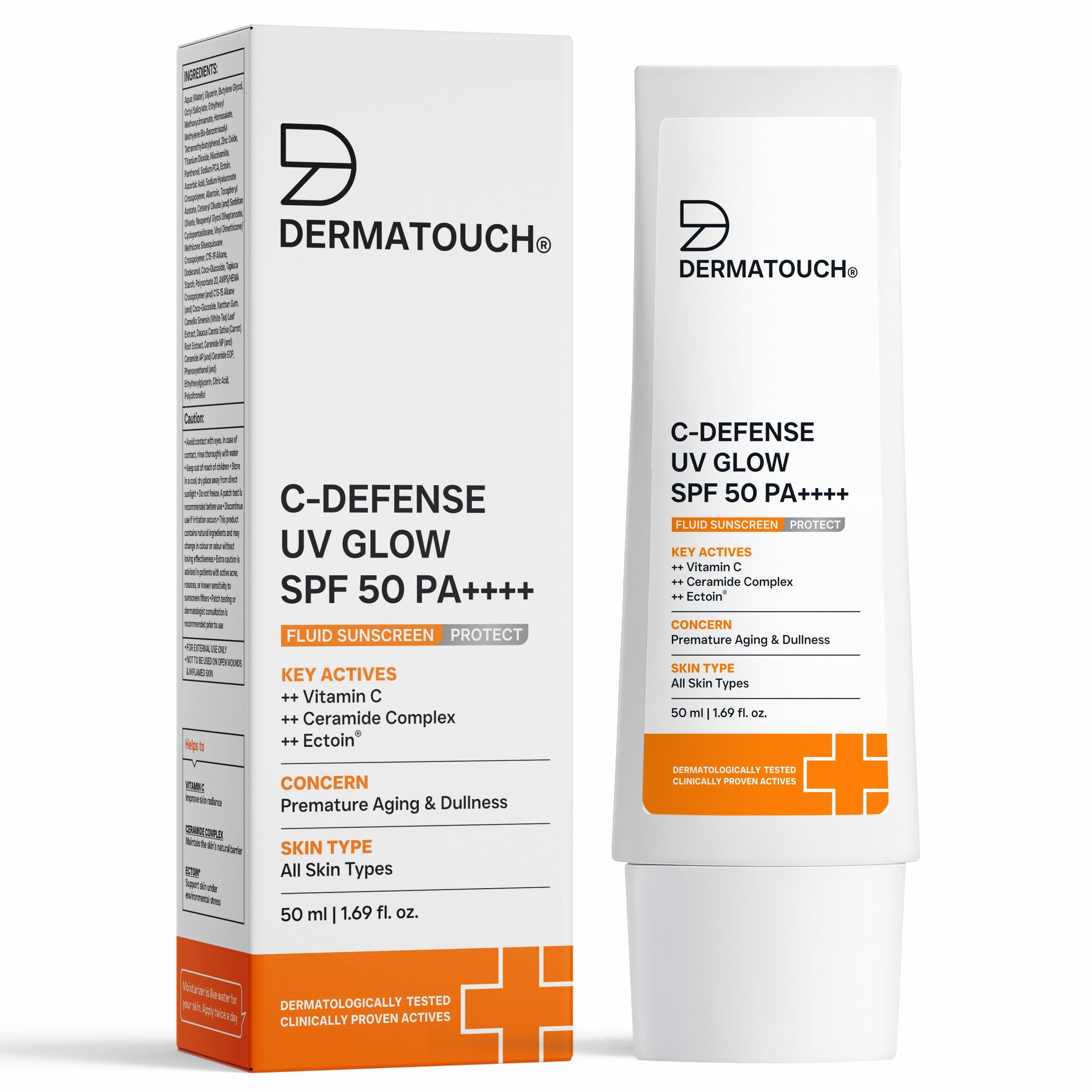 DERMATOUCH C-DEFENSE SPF 50 PA++++ Fluid Sunscreen – Lightweight Daily Sunscreen for Premature Aging & Sunburn/Suitable for All Skin Types | 50ml-image-29