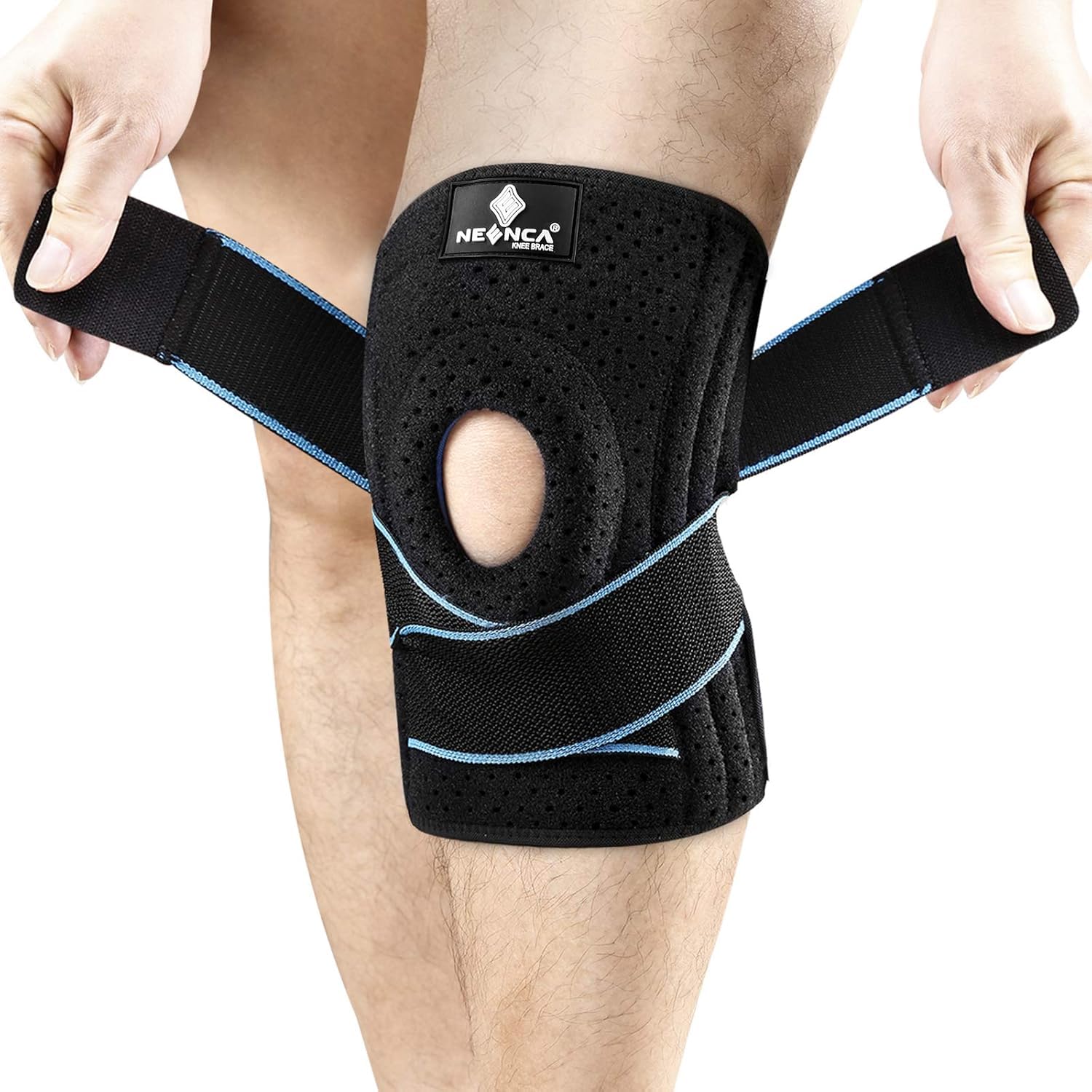 NEENCA Kniestütze mit Patella Gel Pads & Feder Seitenstabilisatoren,Kniebandage für Knieschmerz,Geschwollen,Meniskusriss, Arthritis, Gelenkschmerzlinderung, ACL,PCL,MCL (Black, L)