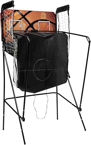 Miniatura 5 de Juego de baloncesto Pop a Shot, arcada de baloncesto de doble disparo con marcador electrónico LED, temporizador y 5 pelotas de baloncesto, juego de