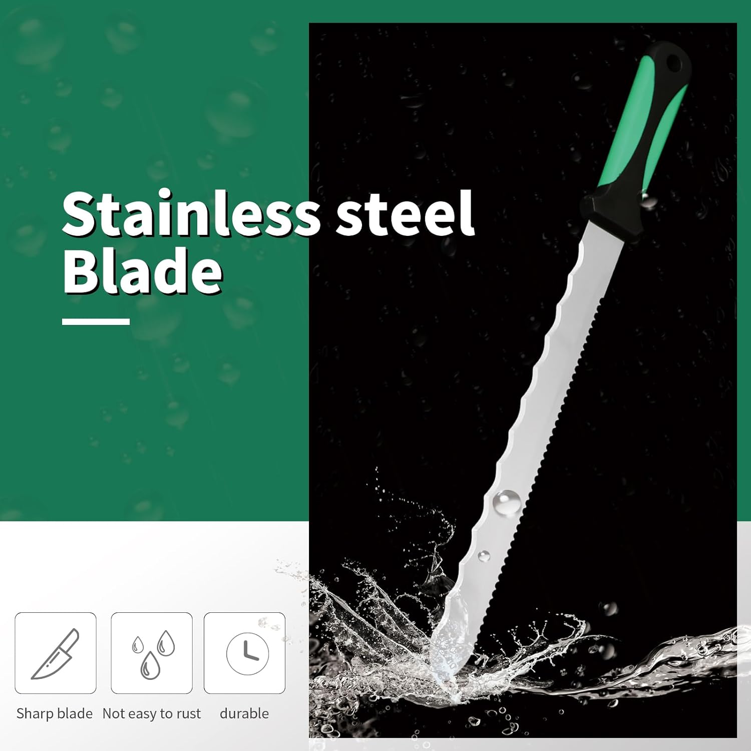 11IN Double Sided Insulation Cutter Insulation Knife with Sheath Stainless Steel Blade for Cutting Mineral Wool Insulation, Turf and Gardening Knife Used for Lawn Restoration