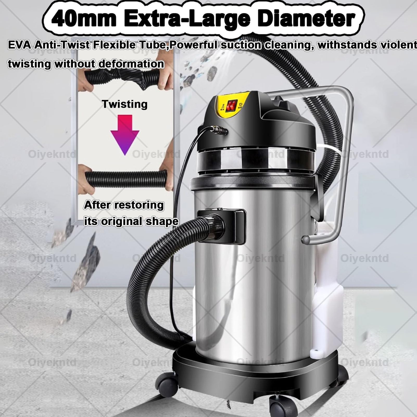 Limpiador de alfombras Comercial con Doble depósito de Agua, función de pulverización y extracción, Manguera Larga y Cepillo pulverizador para Limpieza Profunda en hoteles y oficinas. 40L